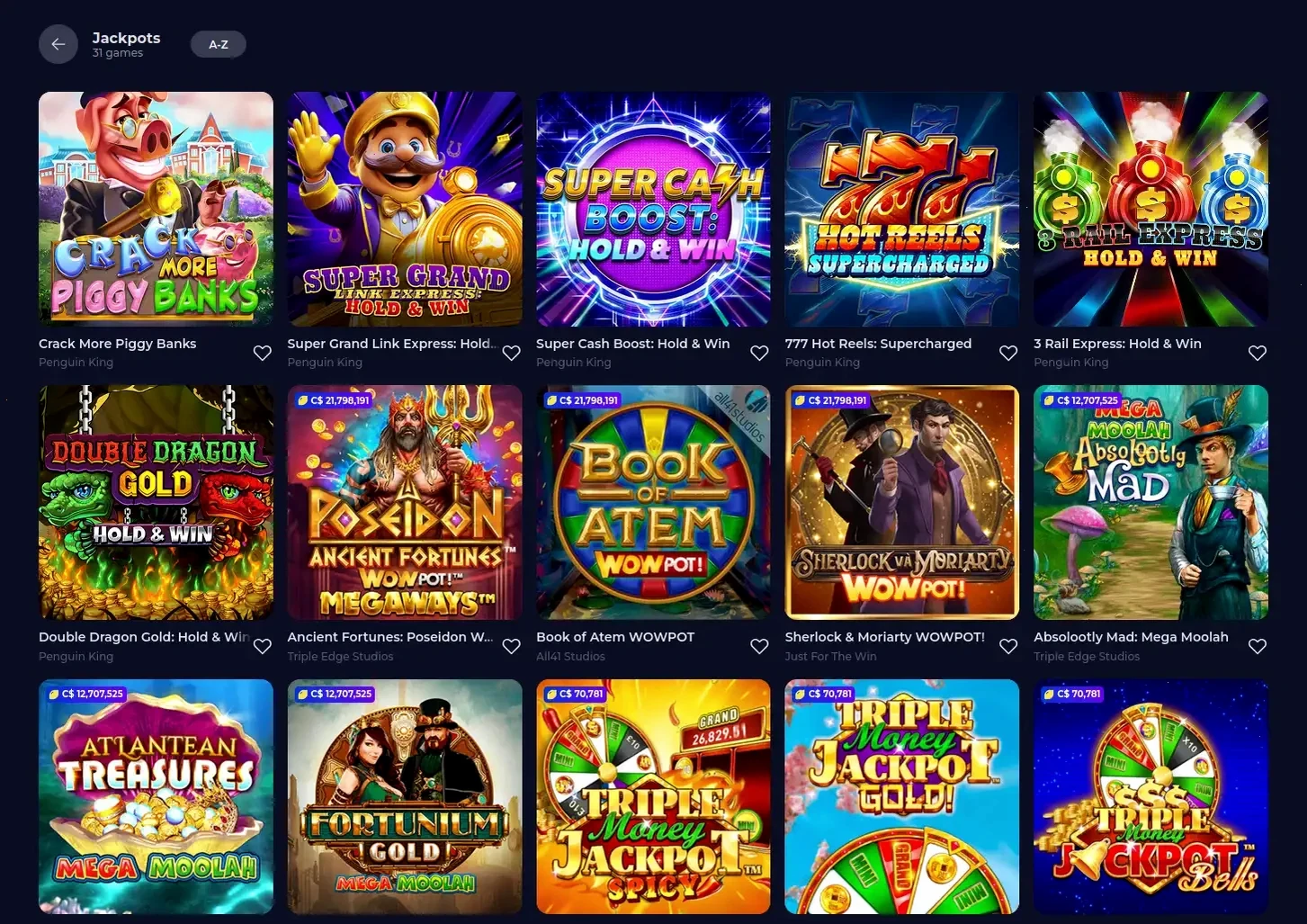 Casoola Casino Spielauswahl